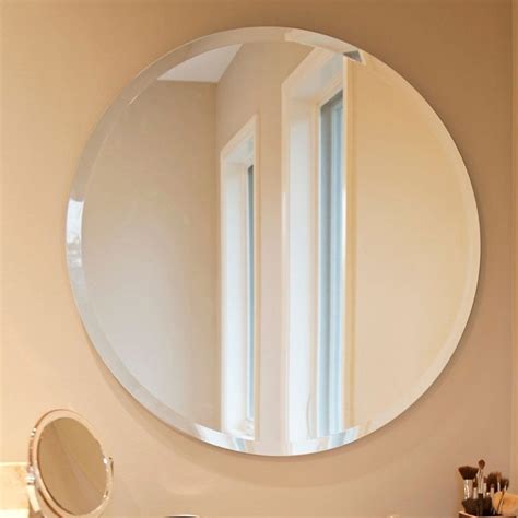 buy glass frameless round beveled edge wall mirror 05 mm thickness for bathrooms make up mirror