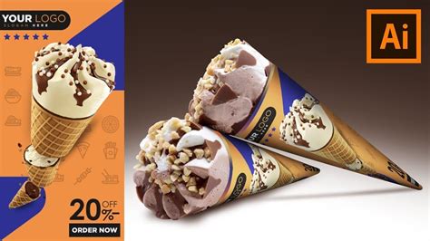 Ice Cream Banner Design In Adobe Photoshop Cc Product Packaging Design Tutorial In Illustrator