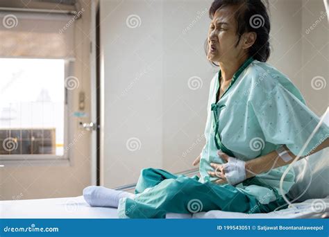 Sick Senior Woman Suffering From Appendicitissevere Abdominal Pain