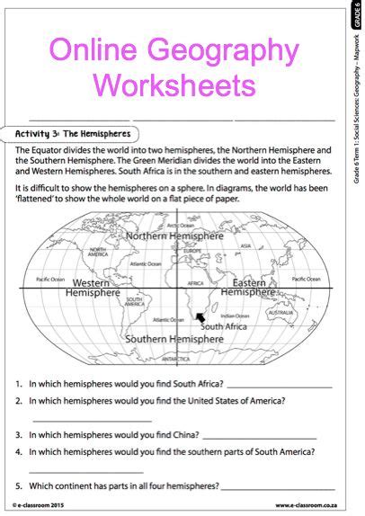 5th Grade Map Worksheets