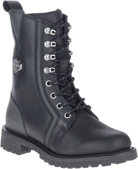 Harley Davidson Womens Grimes 7 Inch Black Motorcycle Boots D87204