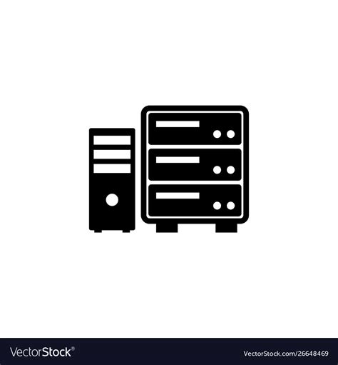 Datacenter Computer Server Flat Icon Royalty Free Vector