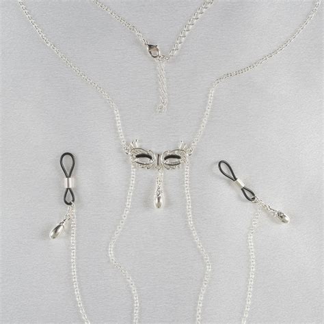 venetian mask silver nipple necklace