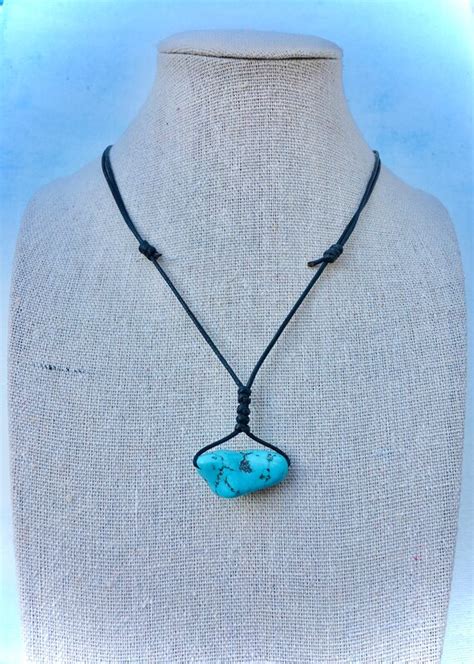 Mens Turquoise Necklace Mens Stone Necklace Turquoise Etsy