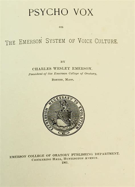 Lot 1903 Voice Culture Psycho Vox Emerson College Of Oratory By