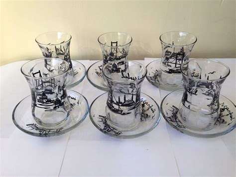 Traditional Turkish Tea Set Glass Cups Saucers 24pcs 2 Sets UK SELLER