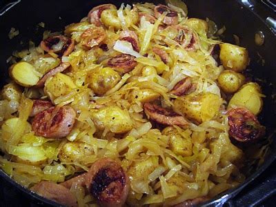 3 red potatoes or your favorite potato variety (about 1 pound). Chicken and Apple Sausage with Sauerkraut and Potatoes | KeepRecipes: Your Universal Recipe Box