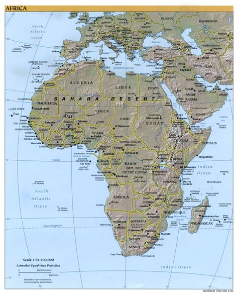 Mapa Politico Grande De Africa Con Alivio 2000 Africa