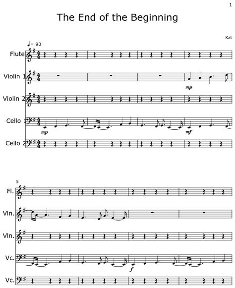 The End Of The Beginning Sheet Music For Flute Violin Cello