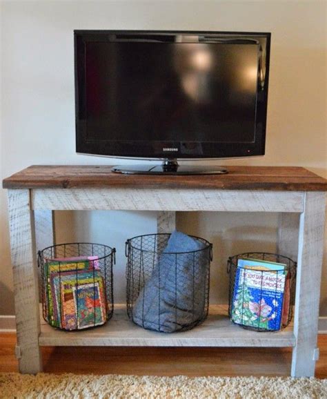 Diy Reclaimed Wood Tv Table That Hides Electronics Cords Kruses