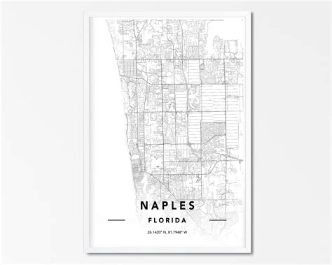 Naples Fl Digital Download Map Custom Map Print Naples Fl Etsy