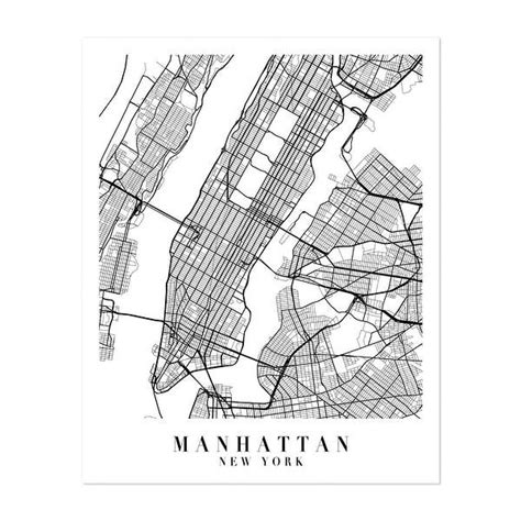 New York City Manhattan Maps Minimal Art Printposter Bed Bath