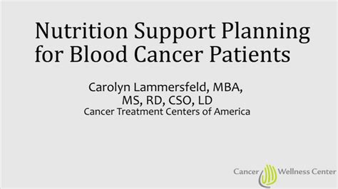 Nutrition Support Planning For Blood Cancer Patients Youtube