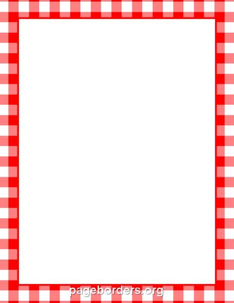 Printable Menu Border With A Red And White Gingham Pattern Free 