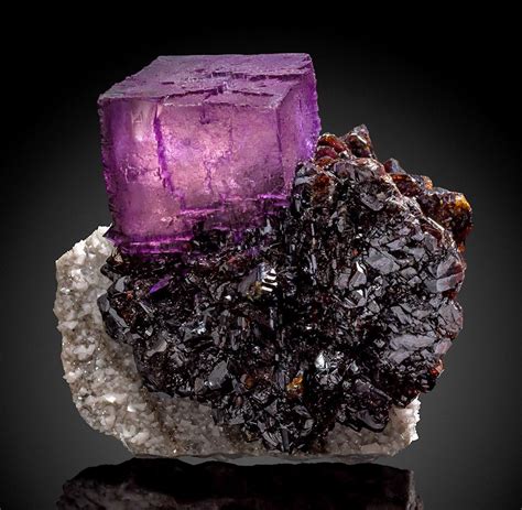 Fluorite On Sphalerite On Dolostone Natural Crystals Rocks Minerals