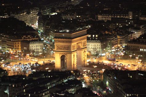 Beautiful At Night View From The Eiffel Tower Arc De Triomphe
