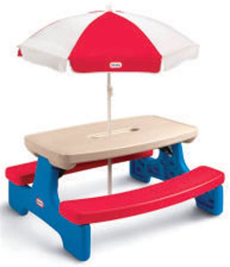 Little Tikes Easy Store Large Blue And Red Picnic Table With Umbrella