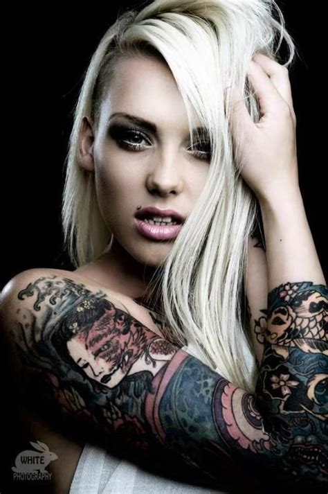 Punk Blonde Tattooed Babe Beautiful Tattoo Ideas Blonde Tattoo Girl Tattoos Inked Girls