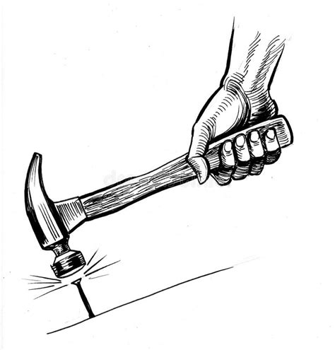 Hammer Hitting A Nail Stock Illustration Illustration Of Stroke 4316228