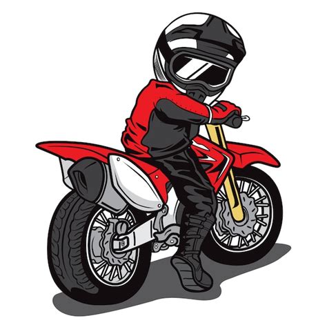 Vector De Dibujos Animados De Motocross Rider Vector Premium