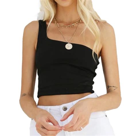 summer one shoulder chest wrapped short vest nightclub solid color strapless camisole tops for