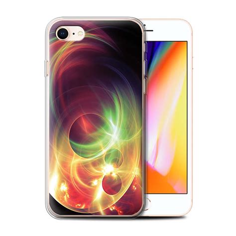 Stuff4 Gel Tpu Casecover For Apple Iphone 8fractal Light Plasmaneon