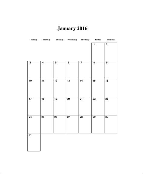 Printable Blank Monthly Calendar Excel Templates Free Printable