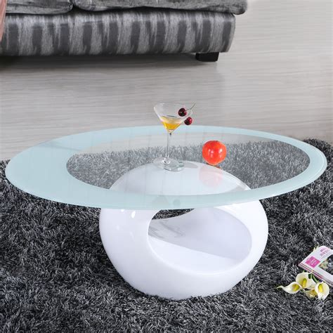 Three tier oval tempered glass coffee table, dual fishtail style tempered glass coffee table. Glass Oval Coffee Table Contemporary Modern Design Living ...