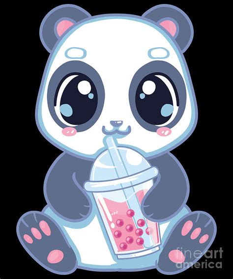 Cute Panda Boba Bubble Tea Panda Bear Boba Drink Digital Art By The