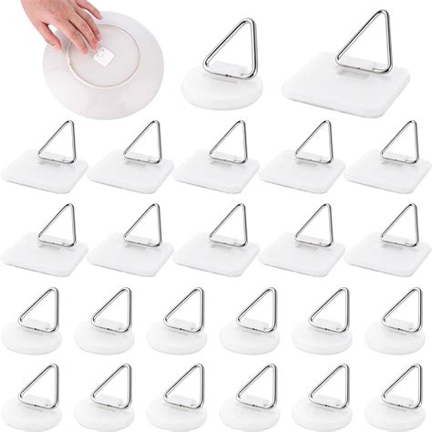 Aster 30 Pieces Adhesive Plate Hanger Vertical Plate Holders Plastic