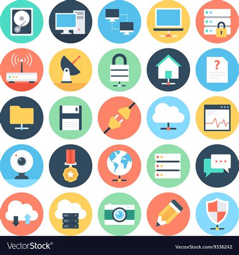 Web And Networking Flat Icons 1 Royalty Free Vector Image