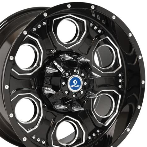 4play Black Machined Face Custom Wheel Fits Ford 8 Lug 20x10