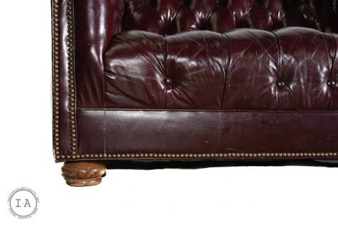 Tufted Leather Oxblood Chesterfield Sofa Industrial Artifacts
