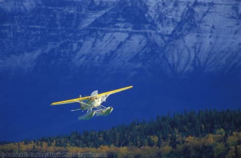 Bush Plane On Floats Takes Off From Naknek Lake Katmai National Park