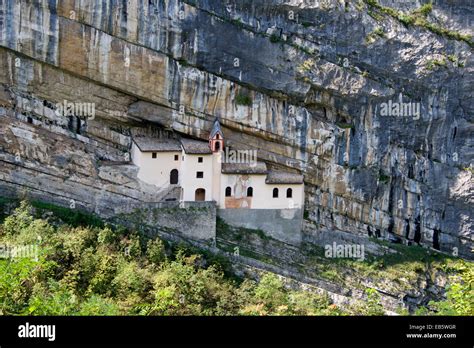 Hermitage Of San Colombano Built In Cliff Face Trambileno Trentino