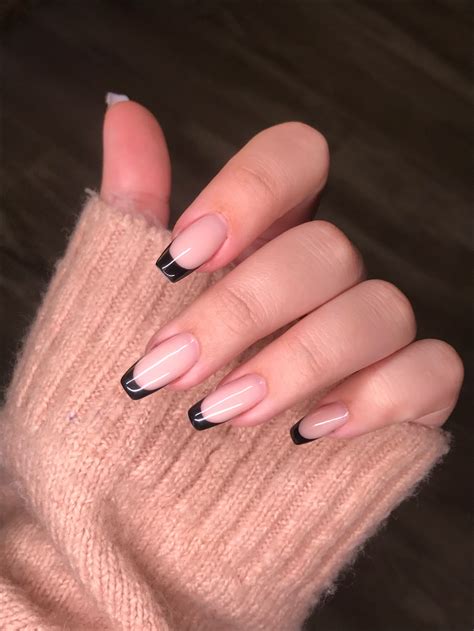 Black French Manicure 🖤 Funky Nails Classic Nails Fire Nails