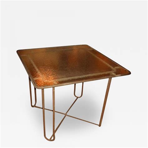 Walter Lamb Bronze Dining Table With Original Glass Top