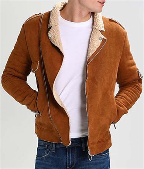 Mens Camel Brown Suede Leather Motorcycle Jacket Usa Jacket