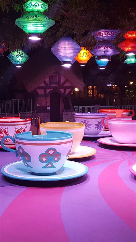 Teacup Ride At Night Ca Night Disney Disneyland Fun Light Pink