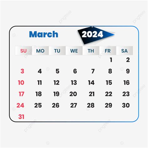 March 2024 Monthly Calendar Design Vector March 2024 Monthly Calendar