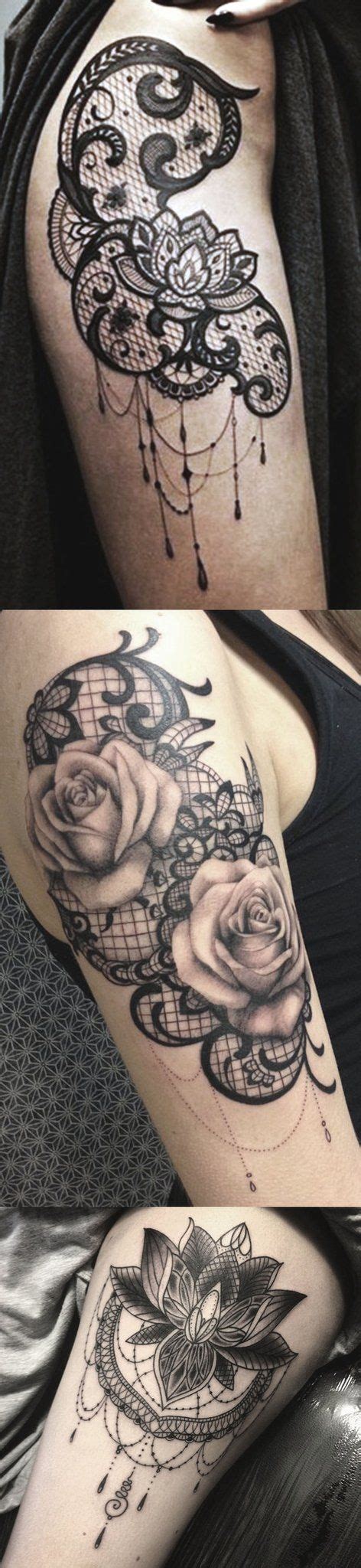 Girly tattoos trendy tattoos leg tattoos body art tattoos small tattoos cool tattoos rose thigh tattoos butterfly thigh tattoo awesome tattoos. 30 of the Most Realistic Lace Tattoo Ideas | Lace thigh ...