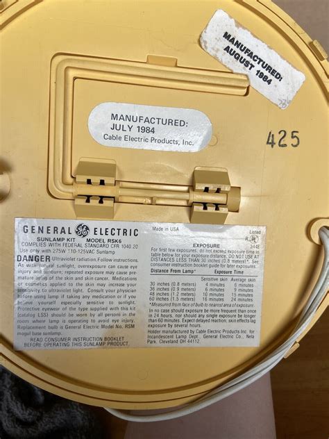 Vintage Ge General Electric Deluxe Time A Tan Sun Lamp Rsk Tested
