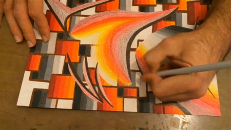 Very Easy Abstract Drawing Creating Flame Colours With Oil Pencils