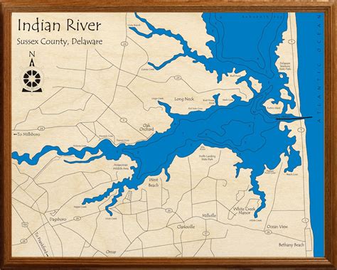 Indian River Inlet Map 3d Laser Cut Wood Map Delaware Etsy