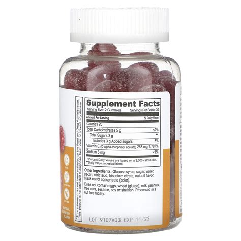 Lifeable High Potency Vitamin E Gummies Natural Raspberry 268 Mg 60