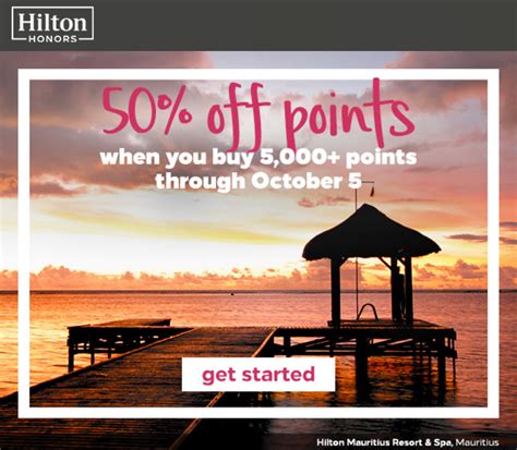 Hilton Honors Buy Points 50% Off Discount Through October 5, 2017