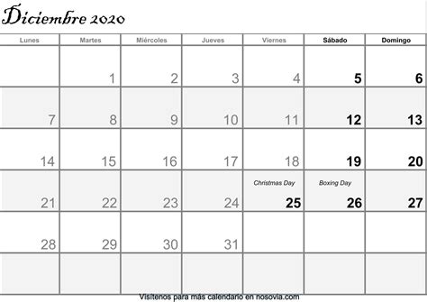 Calendario Diciembre 2020 Con Festivos Imprimible