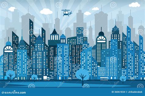 Blue City Background Cartoon Vector 38716453
