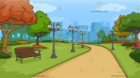 A City Park In The Autumn Background Clipart Cartoons By