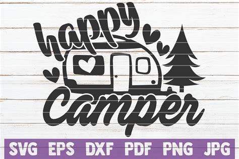 Happy Camper SVG Cut File By MintyMarshmallows | TheHungryJPEG.com
